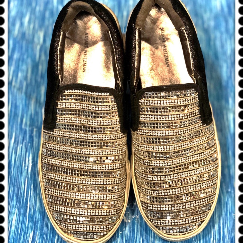 STUART WEITZMAN! BLING CRYSTAL! SLIP ON SNEAKERS